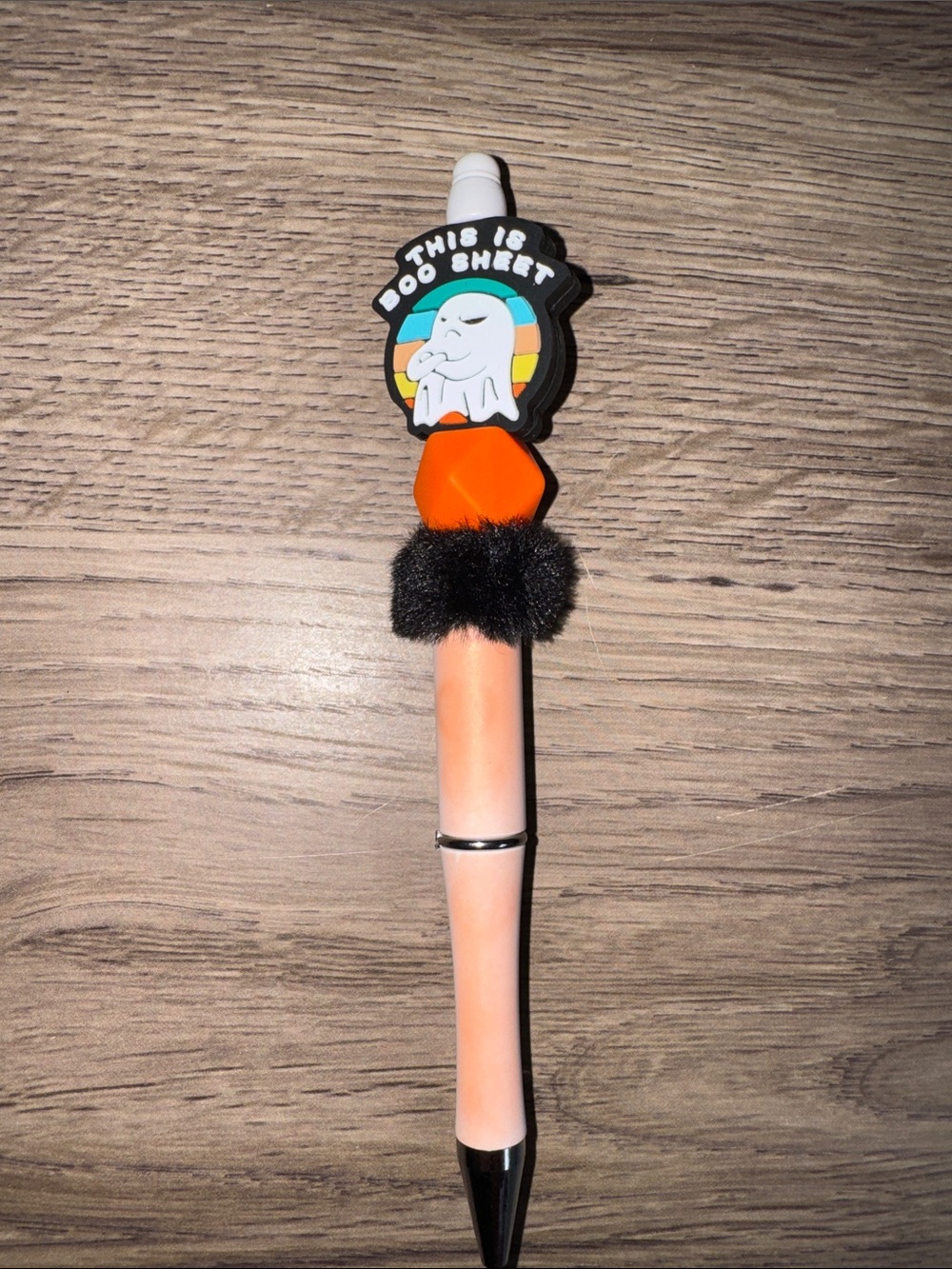 White Pen with Ghost Topper and Orange Bead
